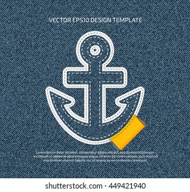 Vector stitched denim applique style icon. 
