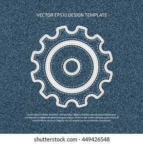 Vector stitched denim applique style icon. 