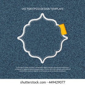Vector stitched denim applique style retro badge. 
