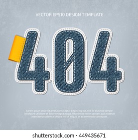 Vector stitched padded denim 404 error design, applique style