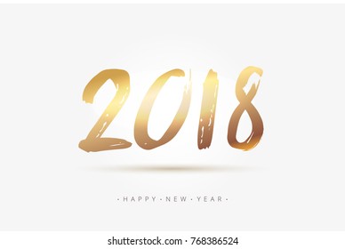 Vector stock 2018 New Year gold calligraphy. Golden numbers text 2018 in hand drawn brush style. EPS 10