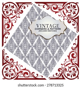 Vector stock. Abstract corners and pattern to create a frame and background