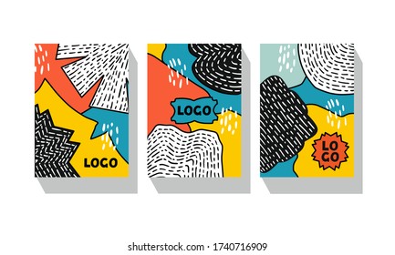 Vector stock abstract illustration background for cover, hand-drawn in doodle style.
