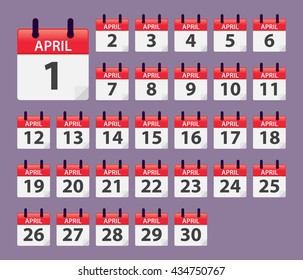 Vector stock of April Daily Calendar template icon collections