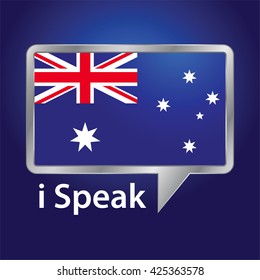 Vector stock of Australia flag inside speech bubble, Australian English language