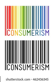Vector stock of barcode with consumerism word inside