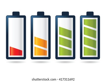 Vector stock of battery icon life stages from empty to full