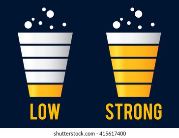 Vector stock of beer cup with low and strong content level icon