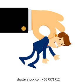 Vector stock of a big hand picked and lift small businessman in the air