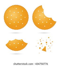 Vector stock of biscuit cracker in different eating stages