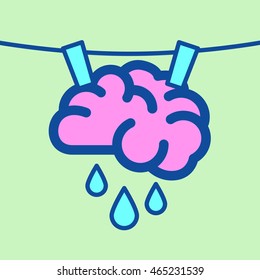 Vector stock of a brain hanging on laundry line