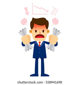 Vector stock of a businessman feeling angry while holding crumpled paper in his hand