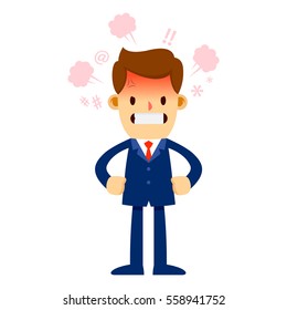 Vector stock of a businessman feeling angry and furious with red face and hot steam