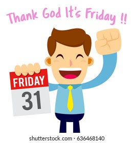 Vector stock of a businessman holding calendar showing friday weekend