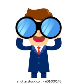 Vector stock of a businessman holding and looking through binocular