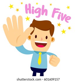 Vector stock of a businessman lifting his palm, saying high five