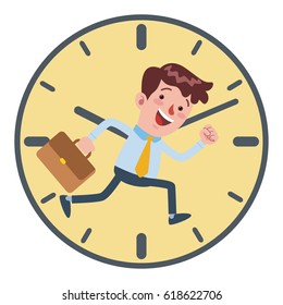 Vector stock of a businessman running on time. Great for presentation