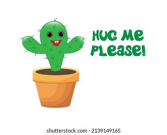 Material vectorial del personaje de la caricatura del cactus pidiendo un abrazo