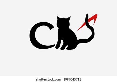 Material vectorial del símbolo del gato y del texto que dice gato