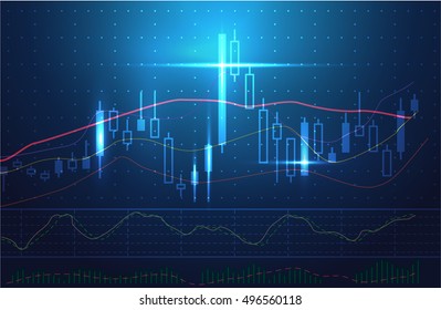 Vector stock charts and market analysis in blue theme. Illustration about stock investment. Ideal for technology concept background.