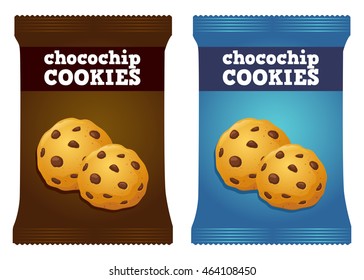 Vector stock of chocolate chip cookies snack packaging template