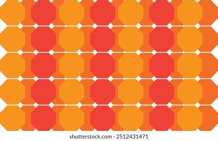 Vector Stock, Clipart, e ilustración de un patrón de hexágono geométrico sin fisuras con una combinación de rojo y naranja sobre un fondo blanco