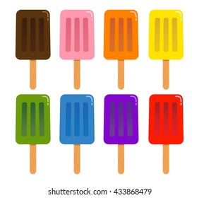 Vector stock of colorful popsicle ice cream in different fruity flavor