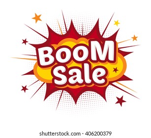 Vector stock of comic explosion, bang and boom, store promo sale