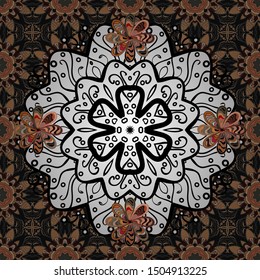 Vector - stock. Doodles on black, white and gray colors. Seamless background pattern. Watercolor, hand drawn.