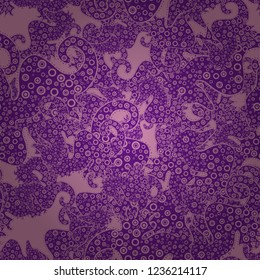 Vector - stock. Doodles on pink, purple and violet colors. Seamless background pattern. Watercolor, hand drawn.