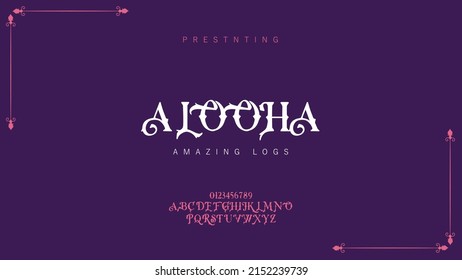 vector stock elegant alphabets letters font style and number Vintage lettering minimal fashion designs typography color combination purple and pink