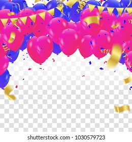 Vector stock elegant  balloon party celebration festival background. confetti greeting background with helium shine balloon. holiday illustration