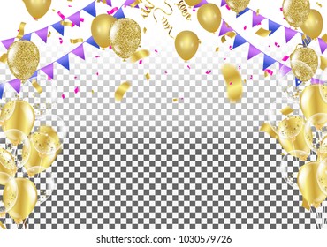 Vector stock elegant  balloon party celebration festival background. confetti greeting background with helium shine balloon. holiday illustration