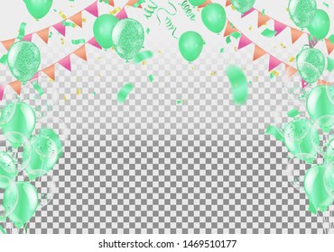Vector stock elegant  balloon party celebration festival background. confetti greeting background with helium shine balloon. holiday illustration