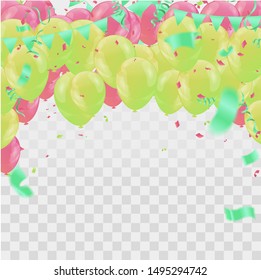 Vector stock elegant  balloon party celebration festival background. confetti greeting background with helium shine balloon. holiday illustration