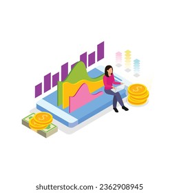 vector stock exchange isometric icon set with different graphs charts finance elements technology in commerce illustration