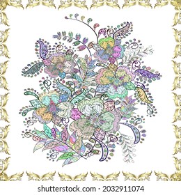 Vector - stock. Flowers of the valley on green, white and neutral colors. Seamless background pattern. Watercolor, hand drawn.
