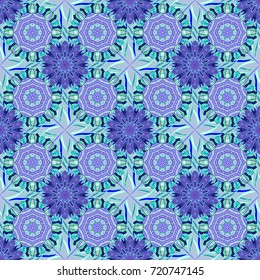 Vector - stock. Flowers of the valley on blue, neutral and violet colors. Seamless background pattern. Watercolor, hand drawn.