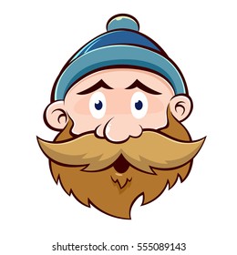 Vector stock of a funny bearded old man face