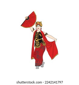 Vector Stock of Gandrung Dance, the Banyuwangi's traditional dance origin Indonesia