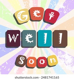 Vector stock of get well soon lettering, handwritten typography