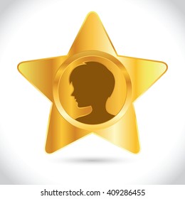 Vector stock of golden star icon with boy silhouette