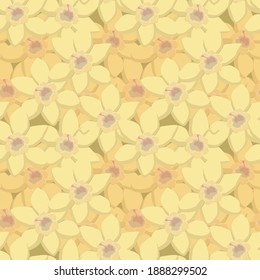 Vector stock graphics seamless pattern. Illustration of bright spring vanilla flowers. Hand-drawn pattern for printing wallpapers and fabrics.