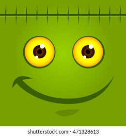 Vector stock of green monster face for halloween background