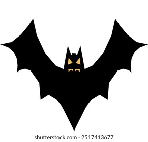 Vector stock halloween bat with yellow eyes and fangs.