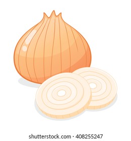 Vector stock of hand drawing vegetable onion whole and sliced