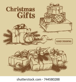 Vector stock hand drawn christmas gift set