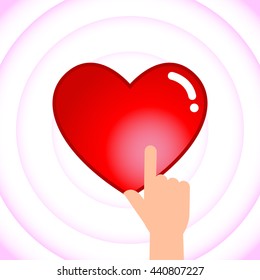 Vector stock of hand touching heart shaped icon, love symbol