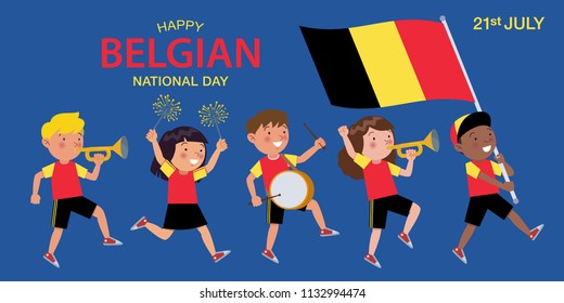 Vector stock of Happy Belgian National Day.