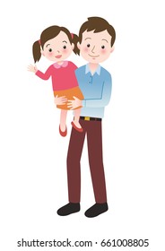 Vector stock of Happy father carrying his Happy daughter. Illustration for Father's day.